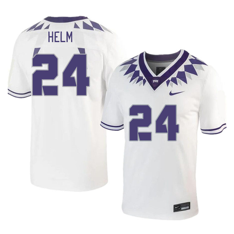 Men #24 Avery Helm TCU Horned Frogs 2023 College Footbal Jerseys Stitched-White